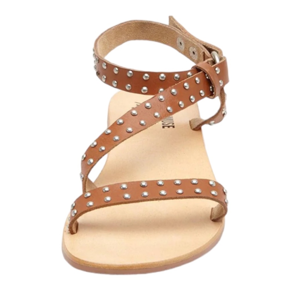AMUSE SOCIETY X MATISSE ROCK MUSE TAN LEATHER STUDDED FLAT SANDALS **NWOT** - Picture 4 of 14